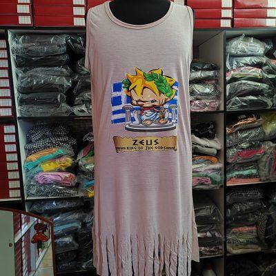 Γυναικειο φορεμα με κροσια στο τελειωμα σε δροσερο και αερινο  βαμβακερο υφασμα  ιδανικο για ολεσ τις ωρες ελληνκης κατασκευης