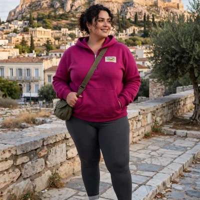 Φούτερ Φούξια με Φερμουάρ & Γκρι Ανθρακί Φόρμα Σετ | Plus Size - DSCompany